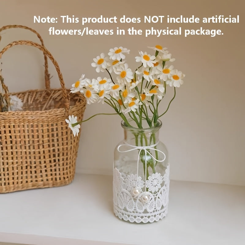 1pc Vintage Lace-Ring Detailed Clear Glass Bud Vase | Shatter-Resistant Compact Space-Saving Floral Holder for Guesthouse Windows, Bedside Tables, Wedding Table Scatters, Farmhouse Shelves & Cafe Countertop Displays