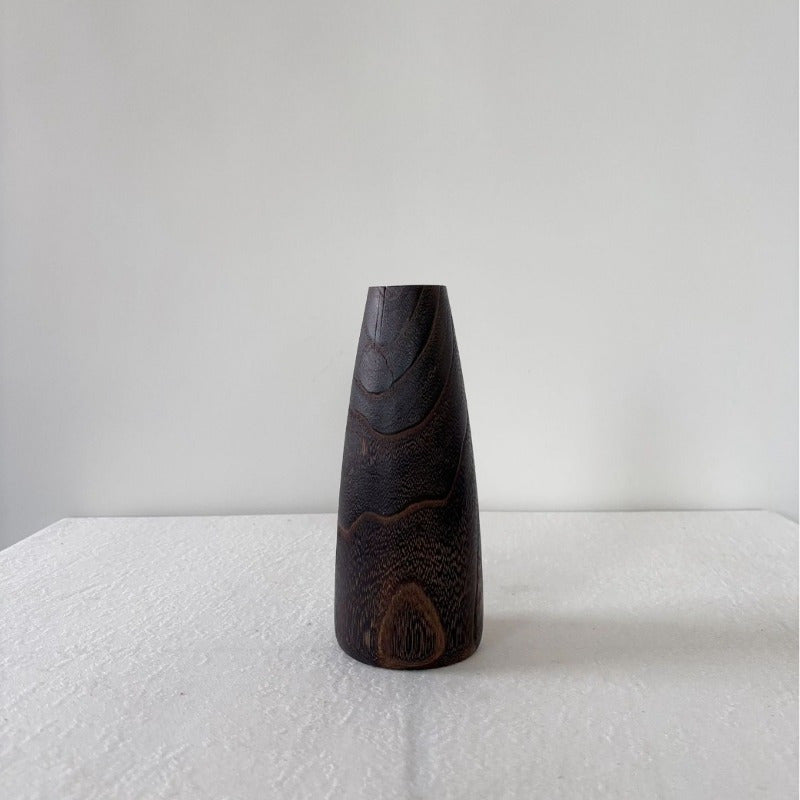 1pc Solid Wood Vase - Handmade-Look Cylindrical Flower Vase for, Grain Table Centerpiece, Regenerated Wood Vessel for Dried\u002FArtificial Flowers, Rustic to Modern Tabletop or Cabinet Display