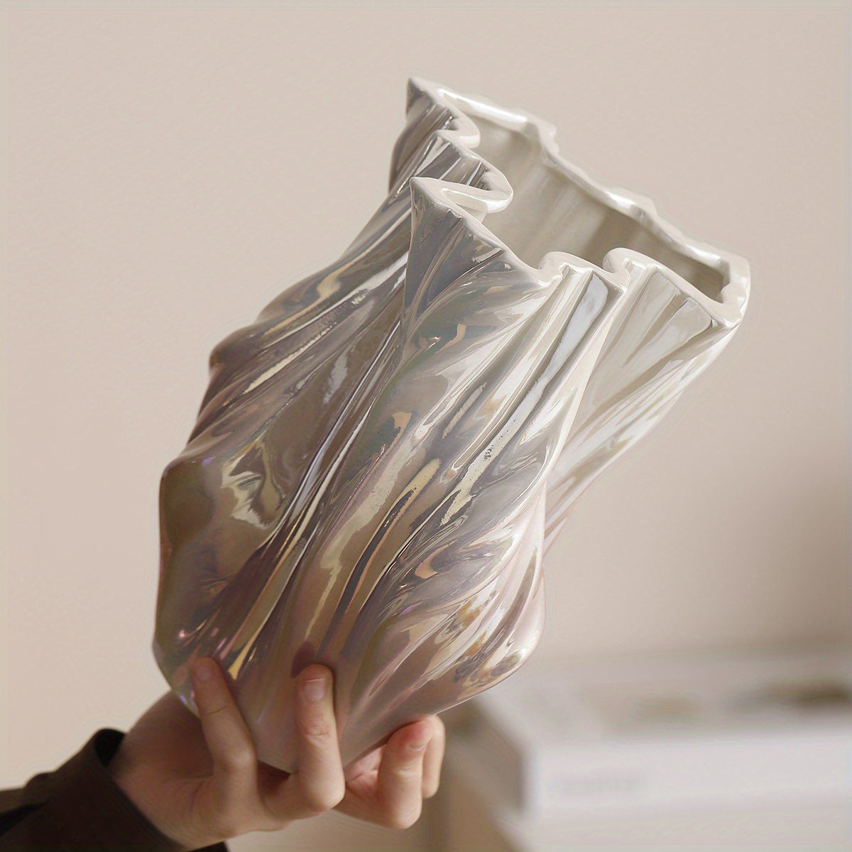 1pc Ceramic Vase - Modern Aesthetic Vase with Texture, Perfect for Home Decor, Home Decoration Vase | Textured Ceramic Vase | Decorative Vase Set, Ceramic Vase Decor