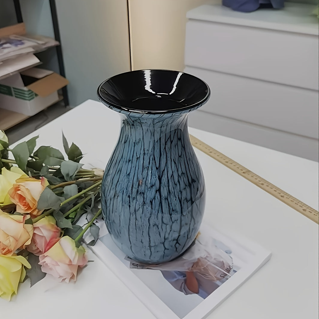 European Retro Orchid Vase Suitable for - -Cylinder Minimalist Floral Centerpiece with Round Base &, Elegant Tabletop or Shelf Decoration for Modern or Traditional Spaces, Flower Holder