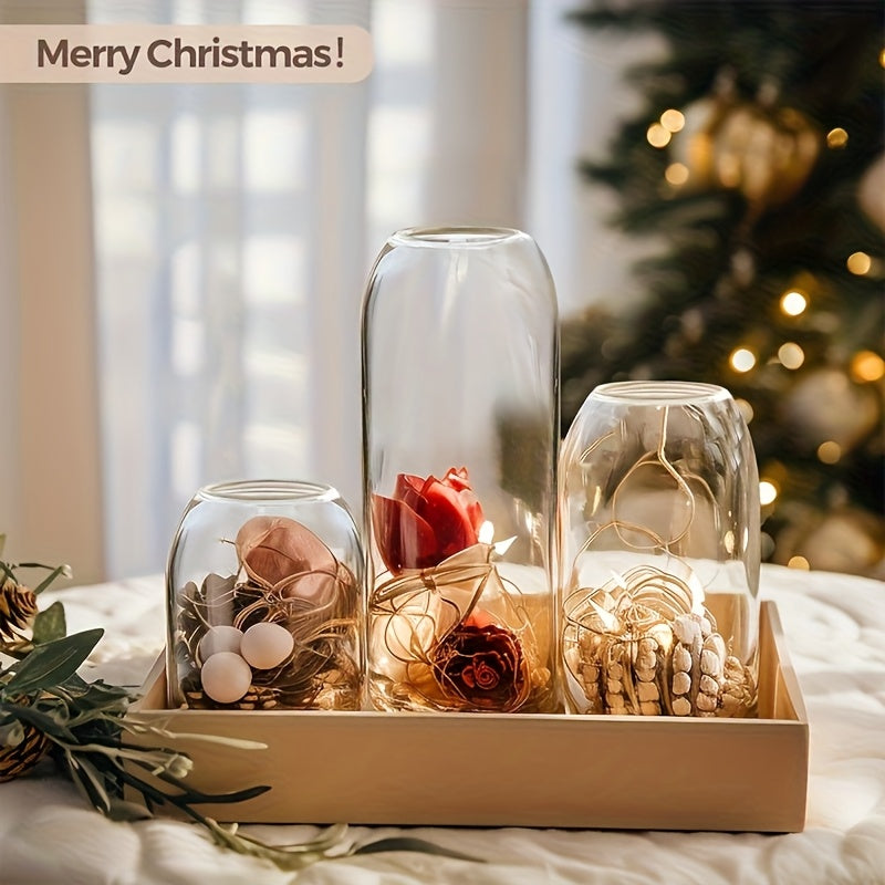 12pcs Transparent Cylinder Vase Set | Windproof Candle Holder Set, Glass Bud Vases for Table Centerpiece Decoration, Modern Floating Candles for Wedding Table Decor, Classic Geometric Style
