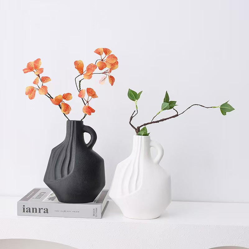 2pcs French-Style Vintage Ceramic Vase Ornament, Living Room Tabletop Bedroom Flower Arrangement Art, Light Luxury High-End Flower Vase Design