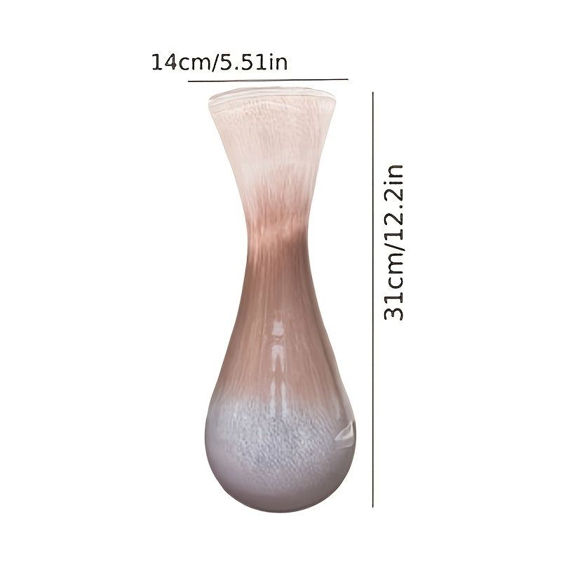Contemporary Pink Gradient Glass Flower Vase | Sleek Waist Design For Home Living Room And Hotel Decoration