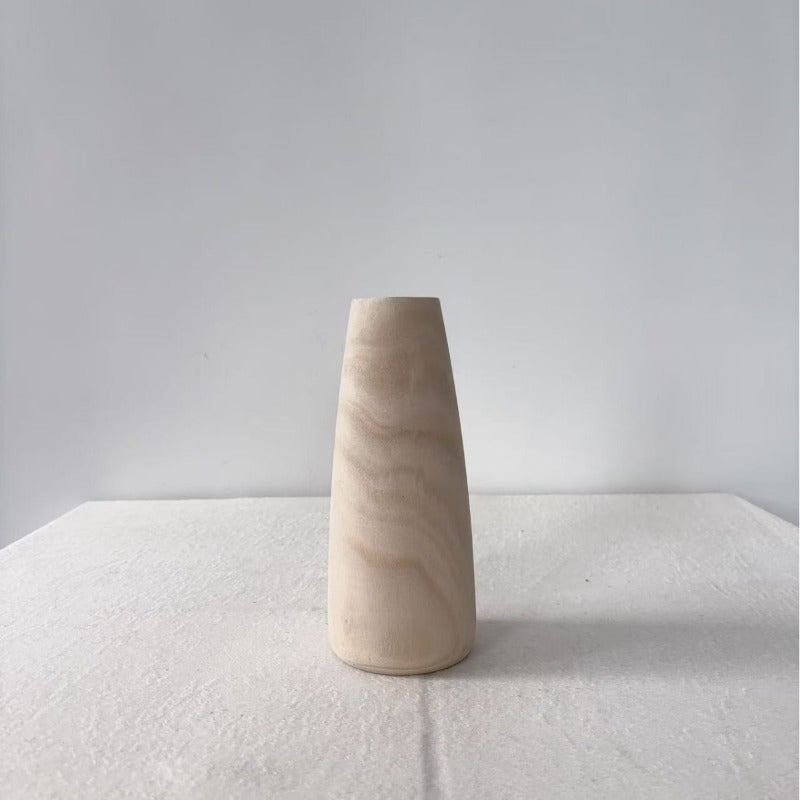 1pc Solid Wood Vase - Handmade-Look Cylindrical Flower Vase for, Grain Table Centerpiece, Regenerated Wood Vessel for Dried\u002FArtificial Flowers, Rustic to Modern Tabletop or Cabinet Display