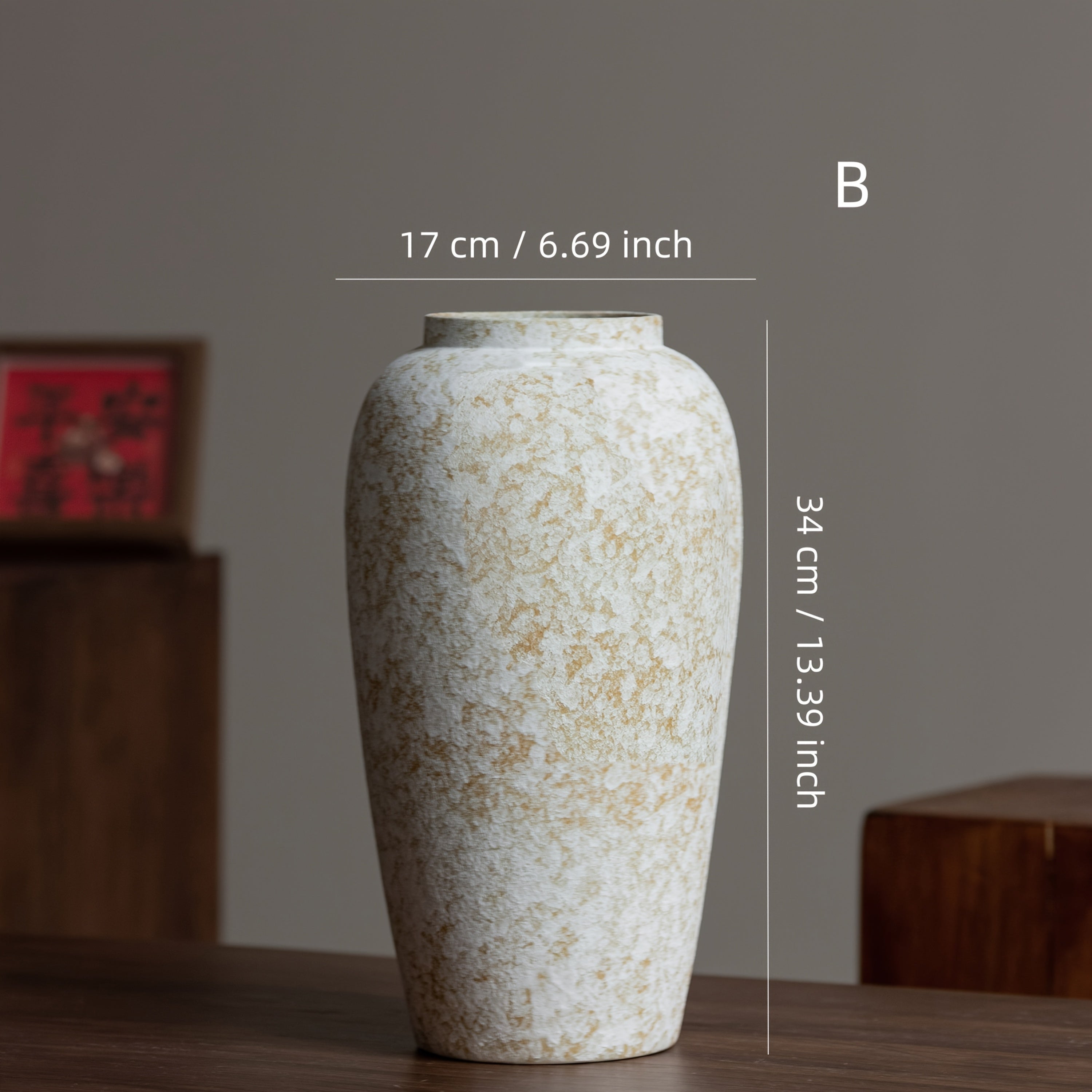 Vintage Ceramic Vase Vintage Distressed Ceramic Vase | Wabi-Sabi Style Home Decor for Living Room, Shelf, Coffee Table, Dining Table