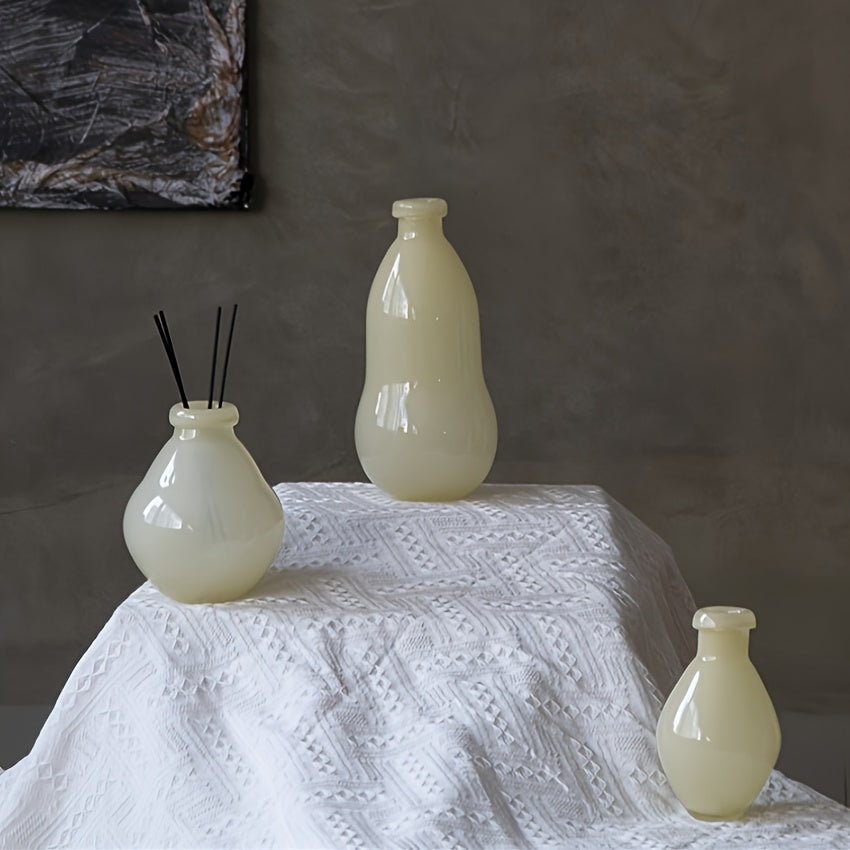 Nordic Creative Gourd-Shaped, Rustic Small-Mouthed Vase, Hydroponic Green Plant Dry Glass Bottle for Living Room Home Decor