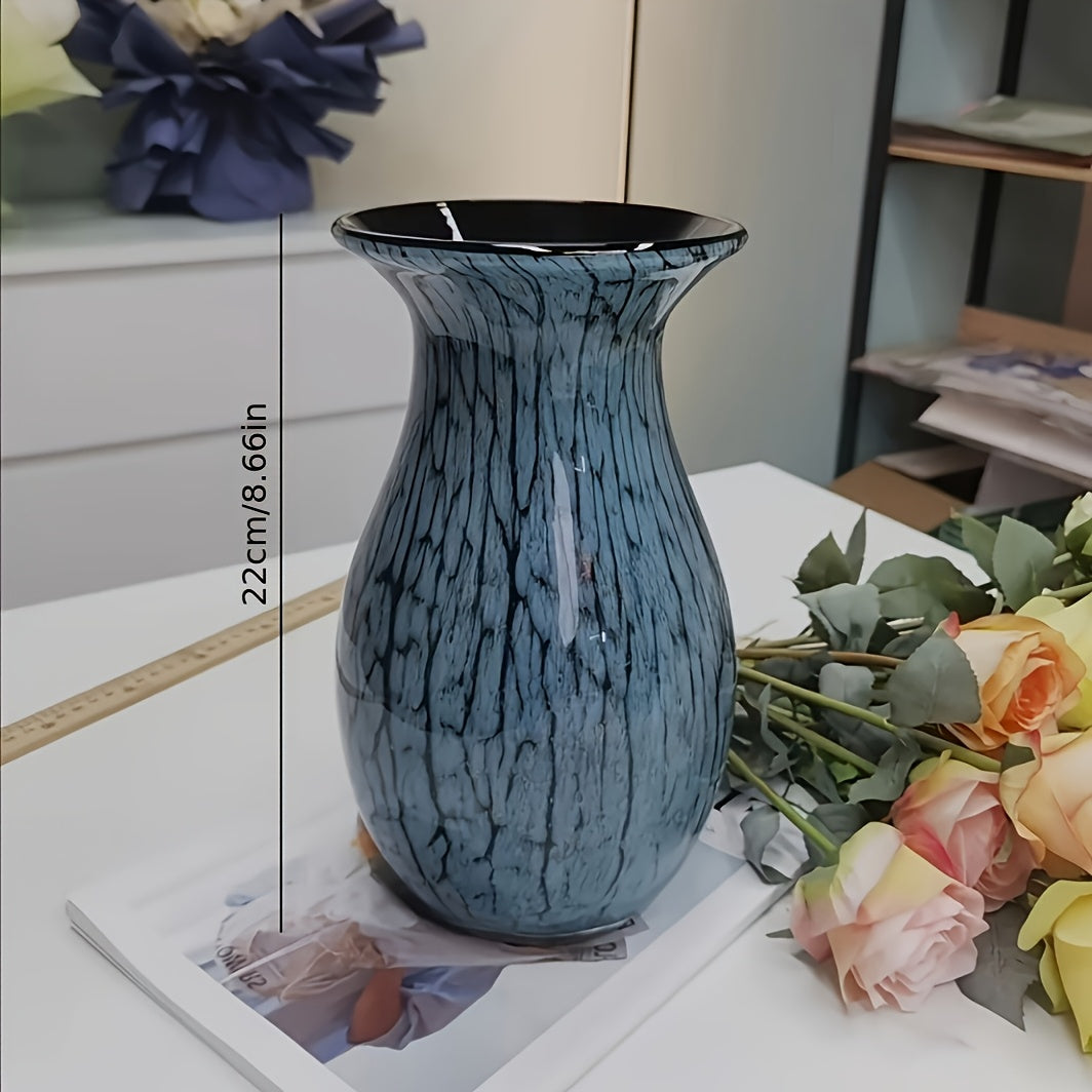European Retro Orchid Vase Suitable for - -Cylinder Minimalist Floral Centerpiece with Round Base &, Elegant Tabletop or Shelf Decoration for Modern or Traditional Spaces, Flower Holder