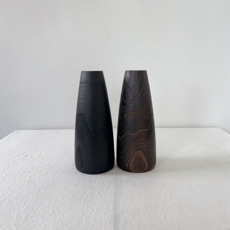 1pc Solid Wood Vase - Handmade-Look Cylindrical Flower Vase for, Grain Table Centerpiece, Regenerated Wood Vessel for Dried\u002FArtificial Flowers, Rustic to Modern Tabletop or Cabinet Display