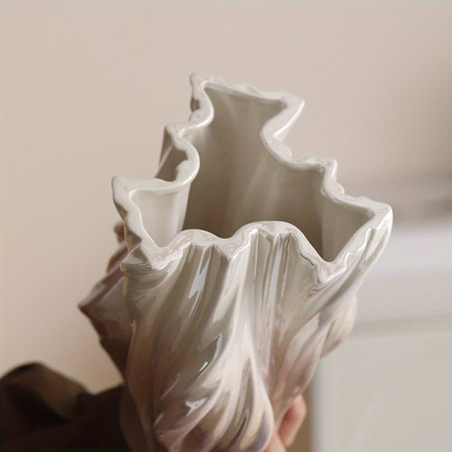 1pc Ceramic Vase - Modern Aesthetic Vase with Texture, Perfect for Home Decor, Home Decoration Vase | Textured Ceramic Vase | Decorative Vase Set, Ceramic Vase Decor