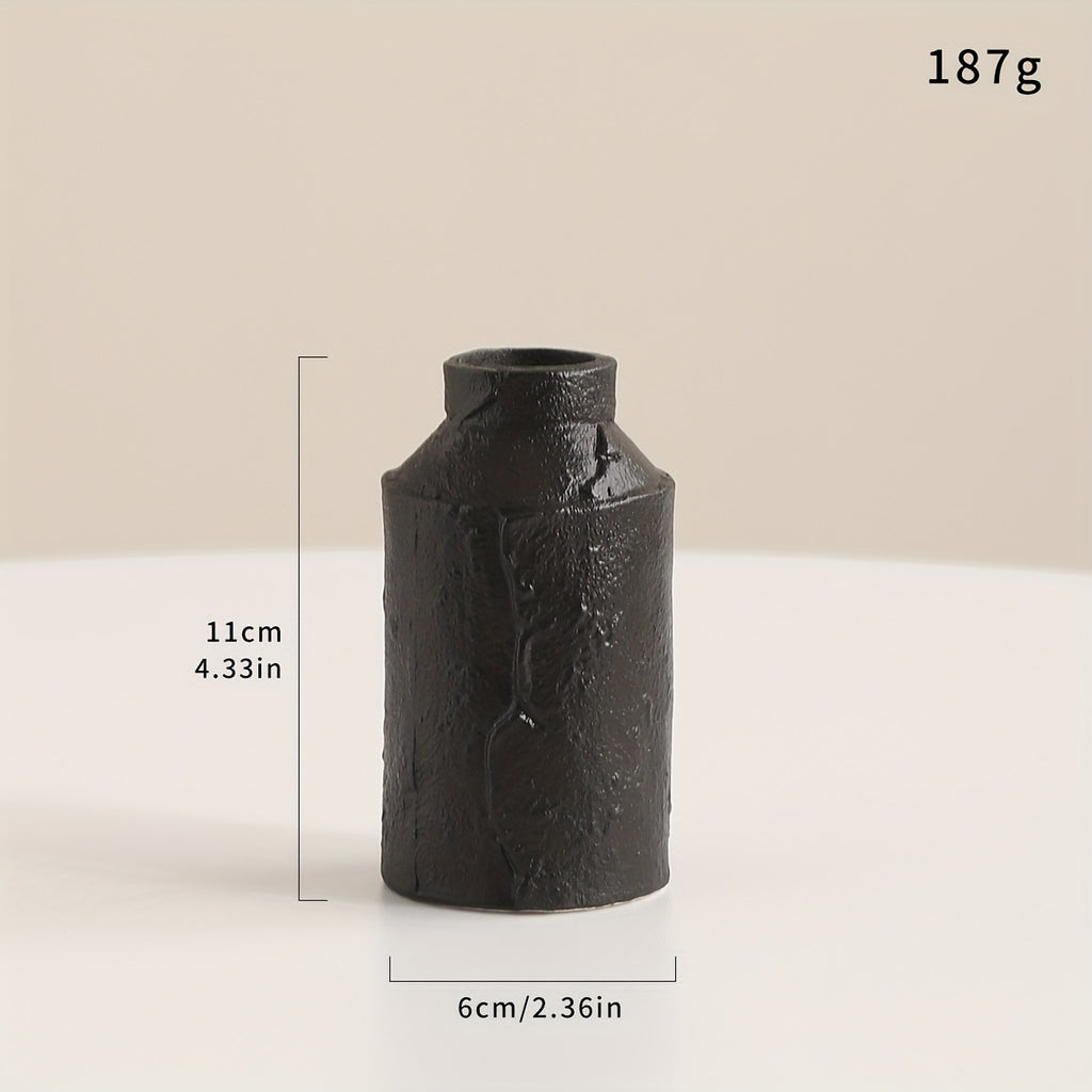 3 Creative Vases, Ceramic Ornaments, Living Room Flower Arrangements, Black and White Gray Vases with Pulp Texture, Japanese-style Vases