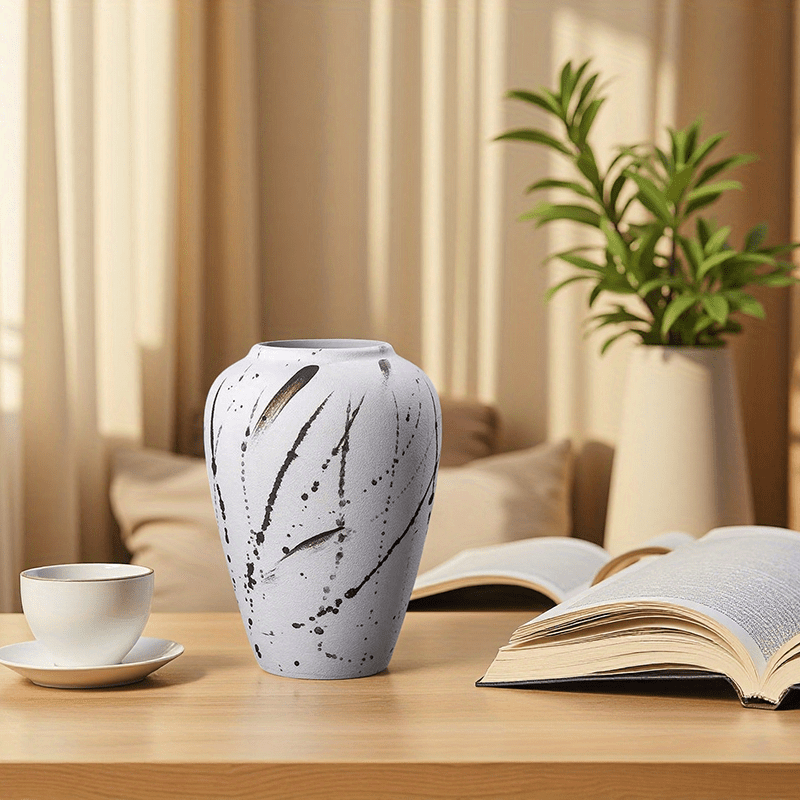 Modern Minimalist Textured Matte White Ceramic Vase - Elegant Home Decor for Fresh\u002FDried Flowers, Decor for Living Room, Bedroom & Office(Excluding bouquets)