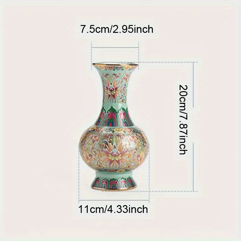1pc, Handcrafted Porcelain Ornament from Jingdezhen, New Chinese Style Living Room Decorative Vase, Tea Set Ornament with Enamel Color in Palace Style