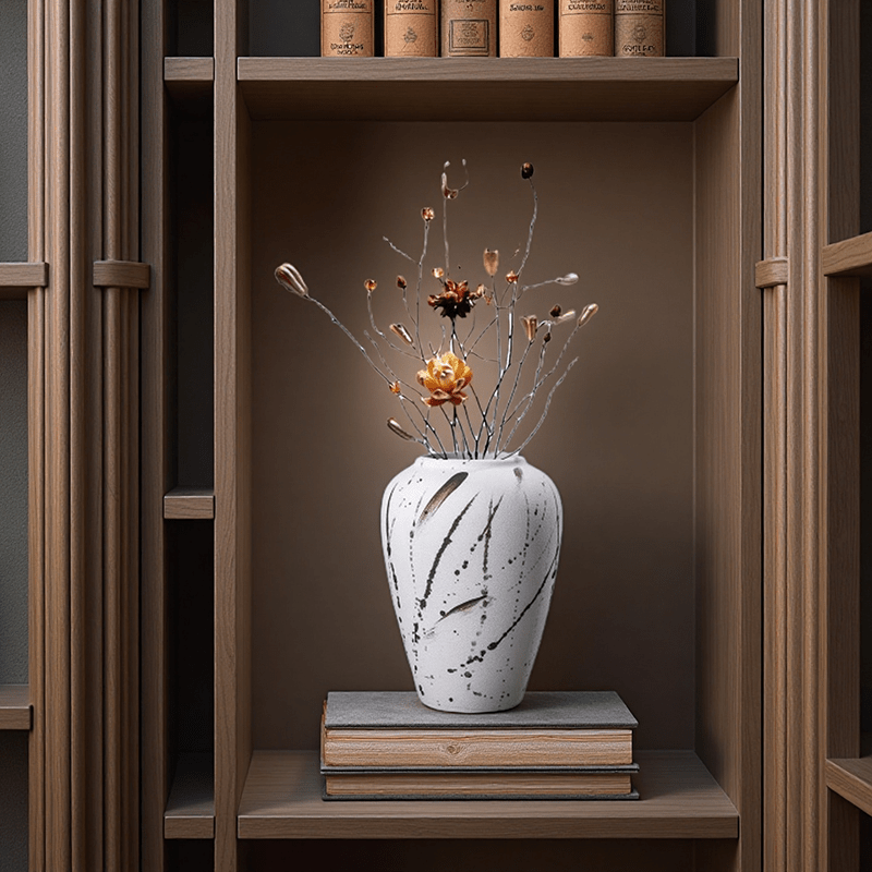 Modern Minimalist Textured Matte White Ceramic Vase - Elegant Home Decor for Fresh\u002FDried Flowers, Decor for Living Room, Bedroom & Office(Excluding bouquets)