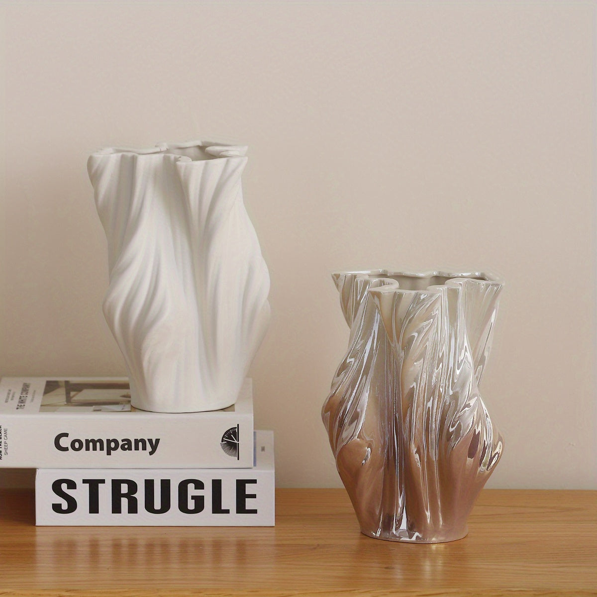 1pc Ceramic Vase - Modern Aesthetic Vase with Texture, Perfect for Home Decor, Home Decoration Vase | Textured Ceramic Vase | Decorative Vase Set, Ceramic Vase Decor