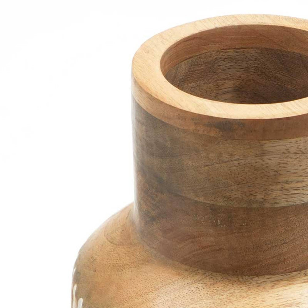 Handcrafted Large Wood Vase - Tall Cylindrical Wood Flower Vase with Grain, Rustic Modern Farmhouse Centerpiece for Living Room, Dining Table, Entryway - Wood Vase 7.5x15.5\