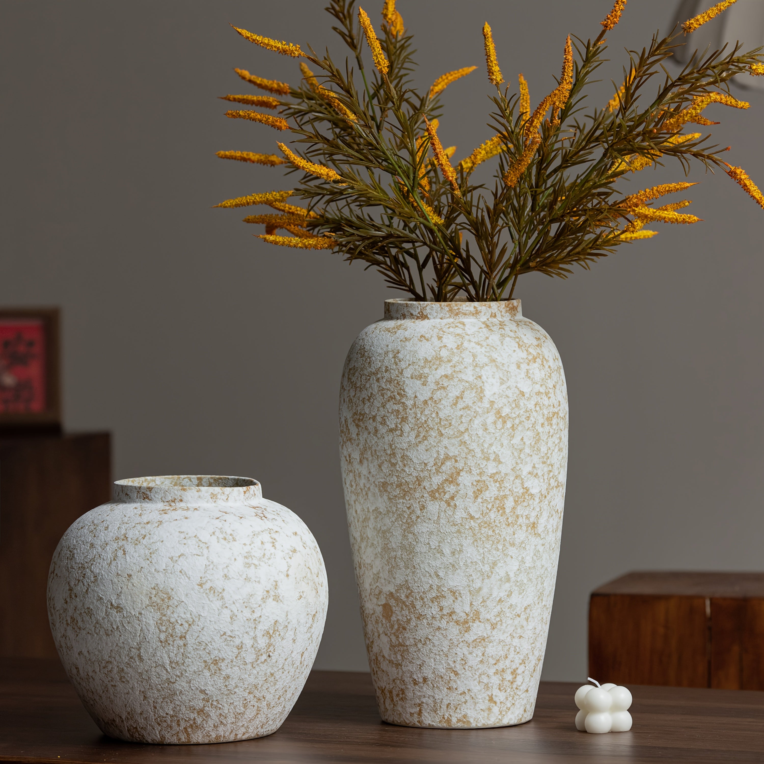 Vintage Ceramic Vase Vintage Distressed Ceramic Vase | Wabi-Sabi Style Home Decor for Living Room, Shelf, Coffee Table, Dining Table