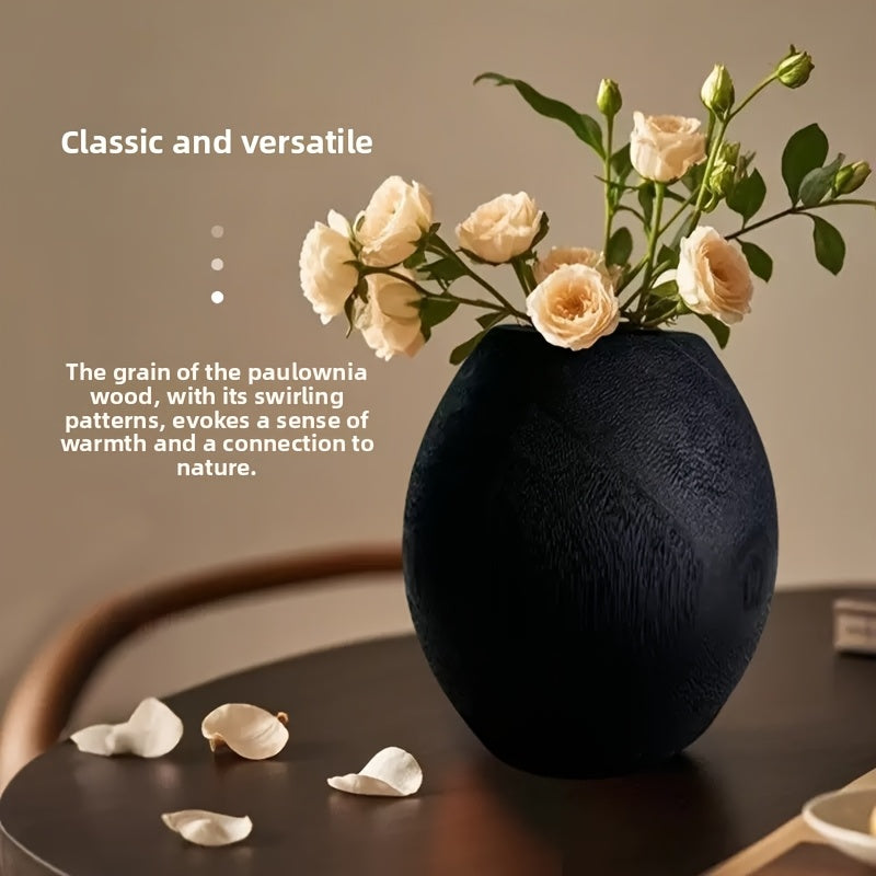 1pc.This wooden, oval-shaped vintage  vase serves as a decorative piece for home or office, enhancing the ambiance of any space while providing an artistic touch for floral arranSynthetic Gemstoneents.