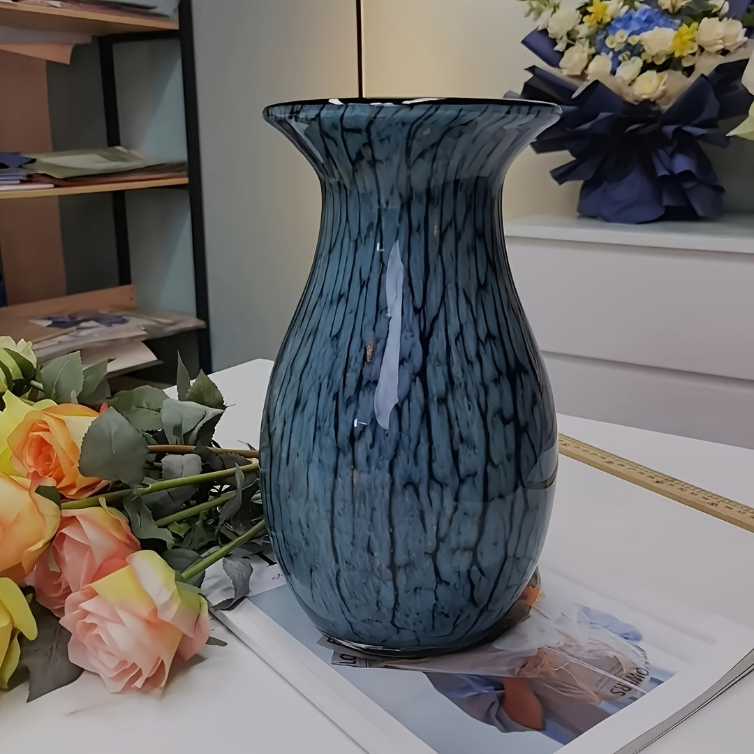 European Retro Orchid Vase Suitable for - -Cylinder Minimalist Floral Centerpiece with Round Base &, Elegant Tabletop or Shelf Decoration for Modern or Traditional Spaces, Flower Holder