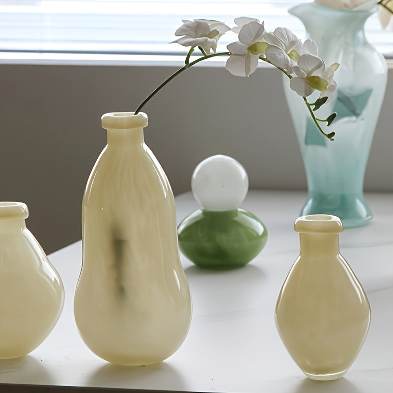 Nordic Creative Gourd-Shaped, Rustic Small-Mouthed Vase, Hydroponic Green Plant Dry Glass Bottle for Living Room Home Decor