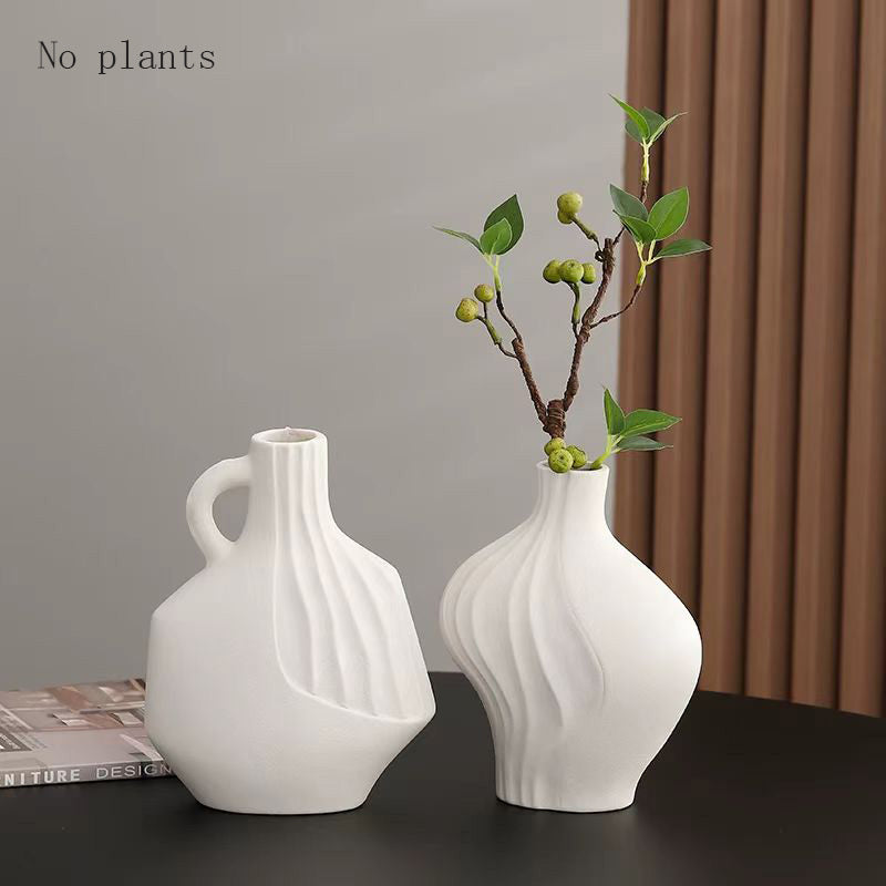 2pcs French-Style Vintage Ceramic Vase Ornament, Living Room Tabletop Bedroom Flower Arrangement Art, Light Luxury High-End Flower Vase Design
