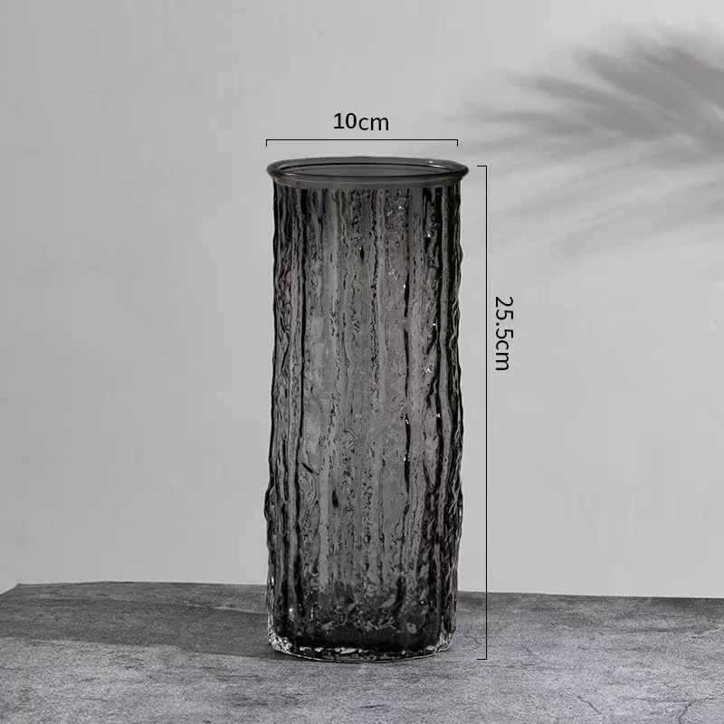 Glacier Texture Glass Vase, Light Luxury Advanced Sense Home Decor, Water Culture Lucky Bamboo Flower Arrangement Ornament