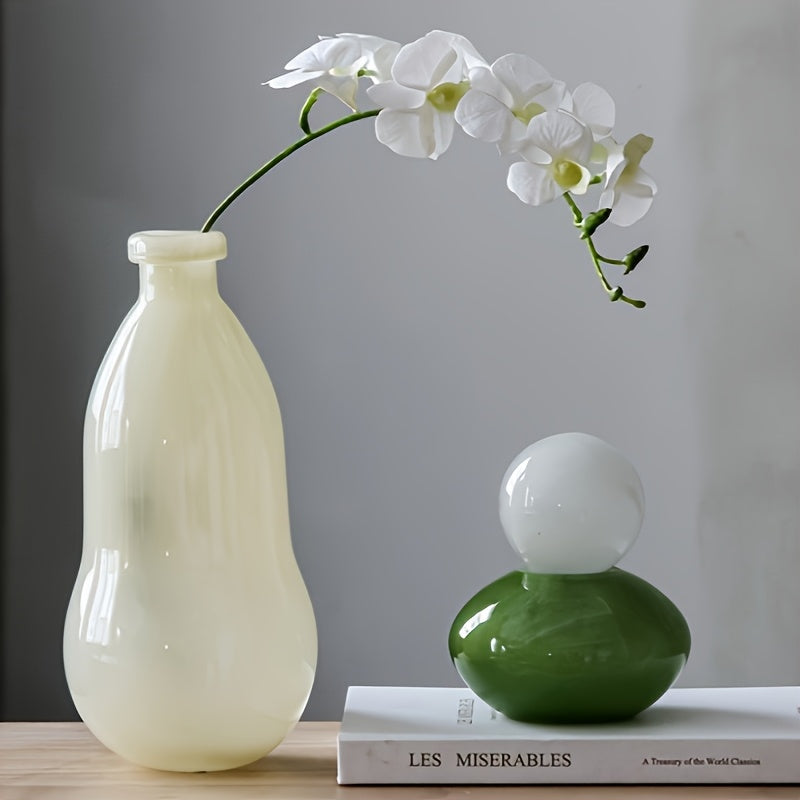 Nordic Creative Gourd-Shaped, Rustic Small-Mouthed Vase, Hydroponic Green Plant Dry Glass Bottle for Living Room Home Decor