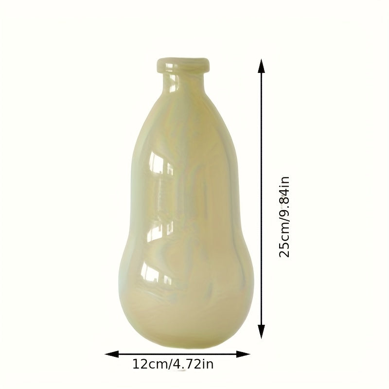 Nordic Creative Gourd-Shaped, Rustic Small-Mouthed Vase, Hydroponic Green Plant Dry Glass Bottle for Living Room Home Decor