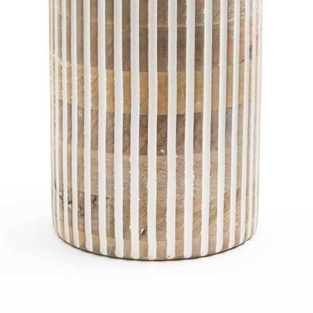 Handcrafted Large Wood Vase - Tall Cylindrical Wood Flower Vase with Grain, Rustic Modern Farmhouse Centerpiece for Living Room, Dining Table, Entryway - Wood Vase 7.5x15.5\