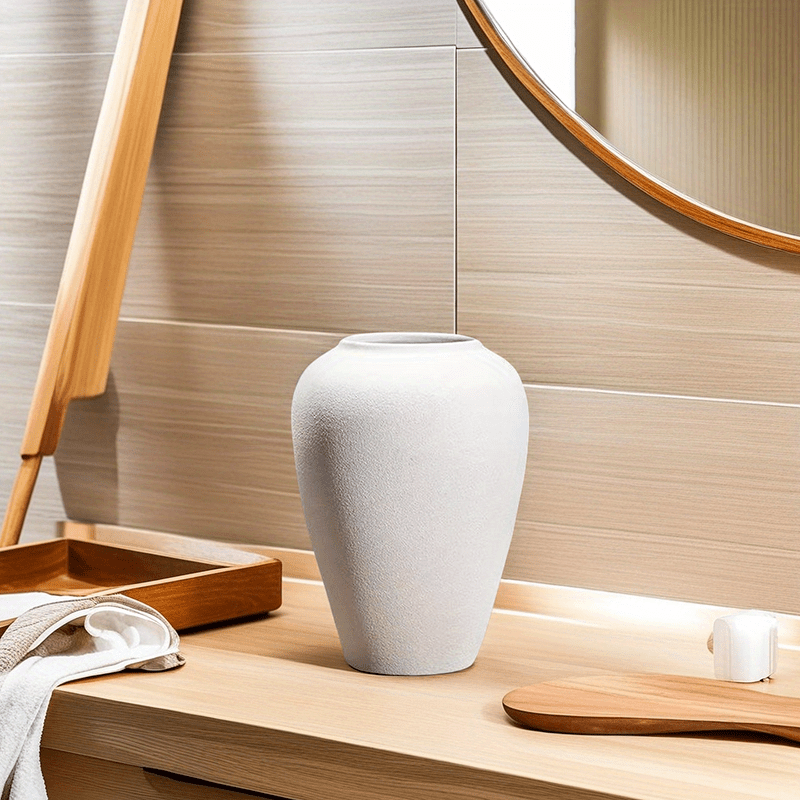 Modern Minimalist Textured Matte White Ceramic Vase - Elegant Home Decor for Fresh\u002FDried Flowers, Decor for Living Room, Bedroom & Office(Excluding bouquets)