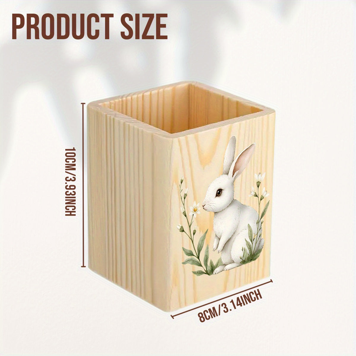 1pc Classic Square Wooden Pencil Holder, Stationery Organizer&wooden Vase, Vintage Style Remote Control & Pen Holder Organizer, Living Room Sundries Holder, Bedroom Earing Hair Ring Jewelry Storage Box, Home Organization And Storage Supplies