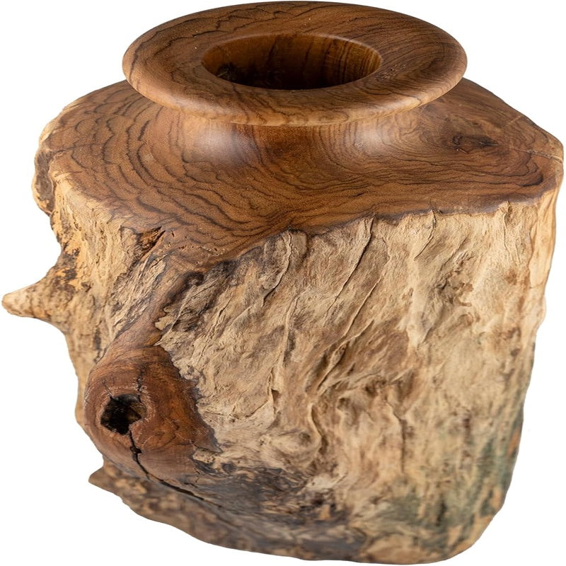 Vitex Pubescens Vahl Handcrafted Natural Wooden Vase; H 11.8 x D 5 - 6.5 Unique Wooden Vase