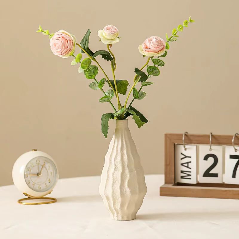 3pcs European-Style Vintage Ceramic Vase Set, Elegant And Luxurious Decor for Fresh Or Dried Flowers on The Living Room Table