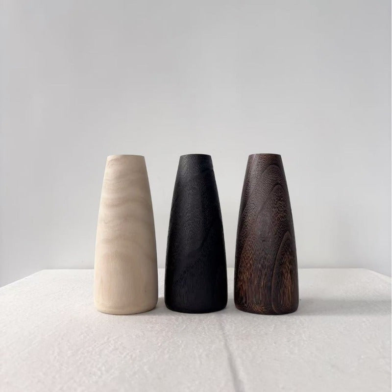 1pc Solid Wood Vase - Handmade-Look Cylindrical Flower Vase for, Grain Table Centerpiece, Regenerated Wood Vessel for Dried\u002FArtificial Flowers, Rustic to Modern Tabletop or Cabinet Display