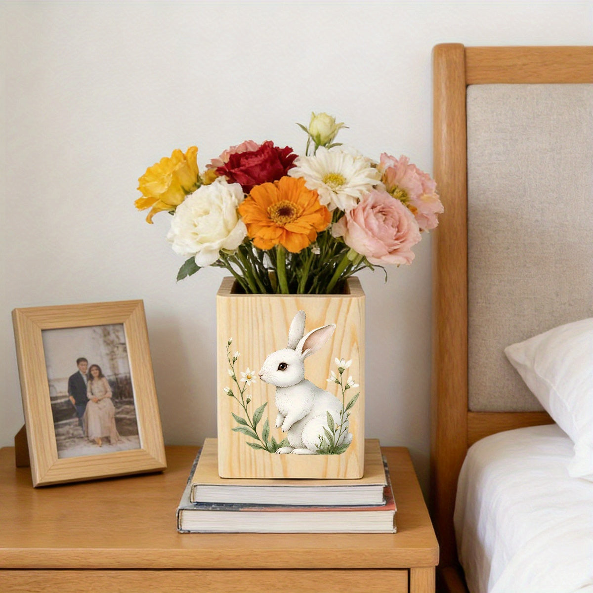 1pc Classic Square Wooden Pencil Holder, Stationery Organizer&wooden Vase, Vintage Style Remote Control & Pen Holder Organizer, Living Room Sundries Holder, Bedroom Earing Hair Ring Jewelry Storage Box, Home Organization And Storage Supplies