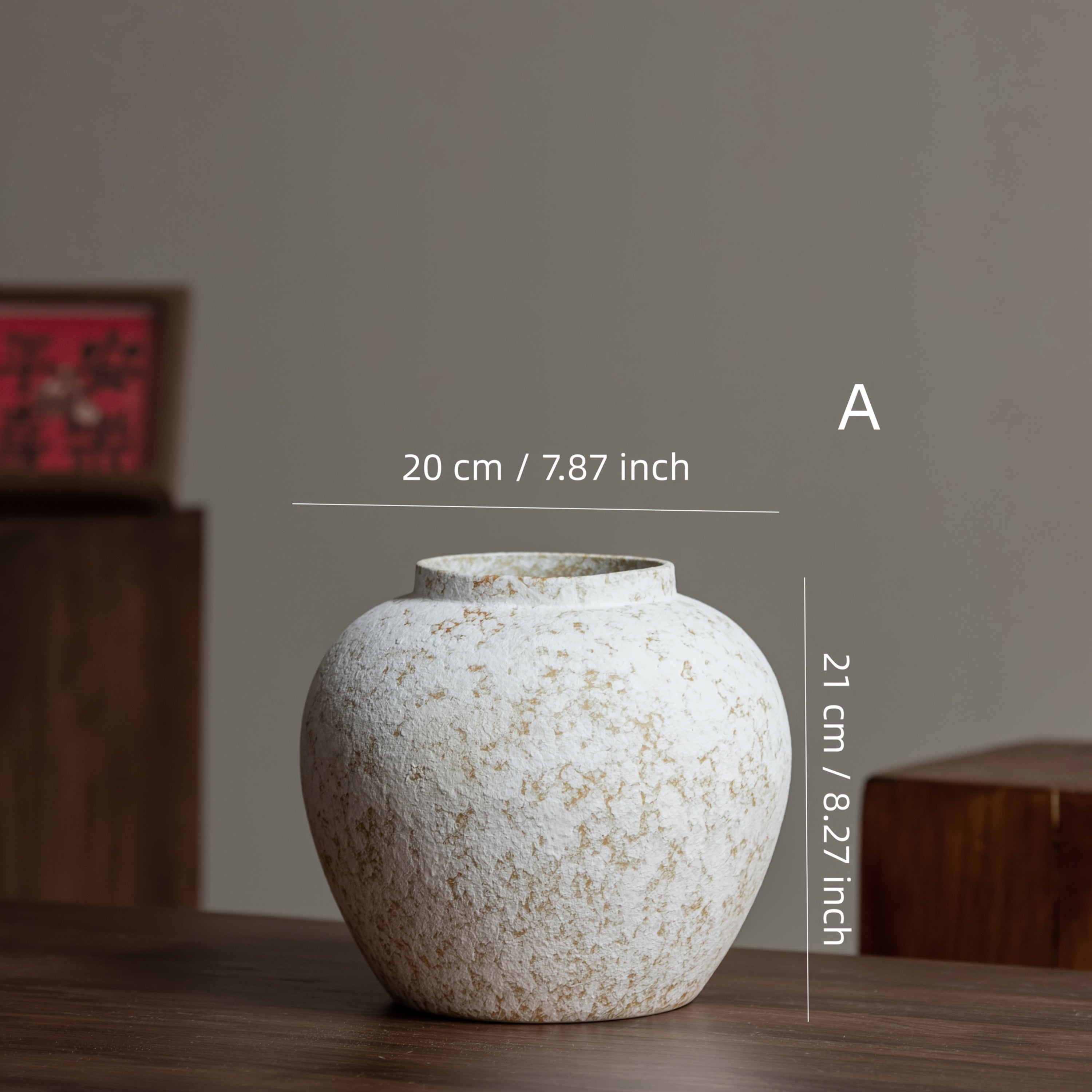 Vintage Ceramic Vase Vintage Distressed Ceramic Vase | Wabi-Sabi Style Home Decor for Living Room, Shelf, Coffee Table, Dining Table