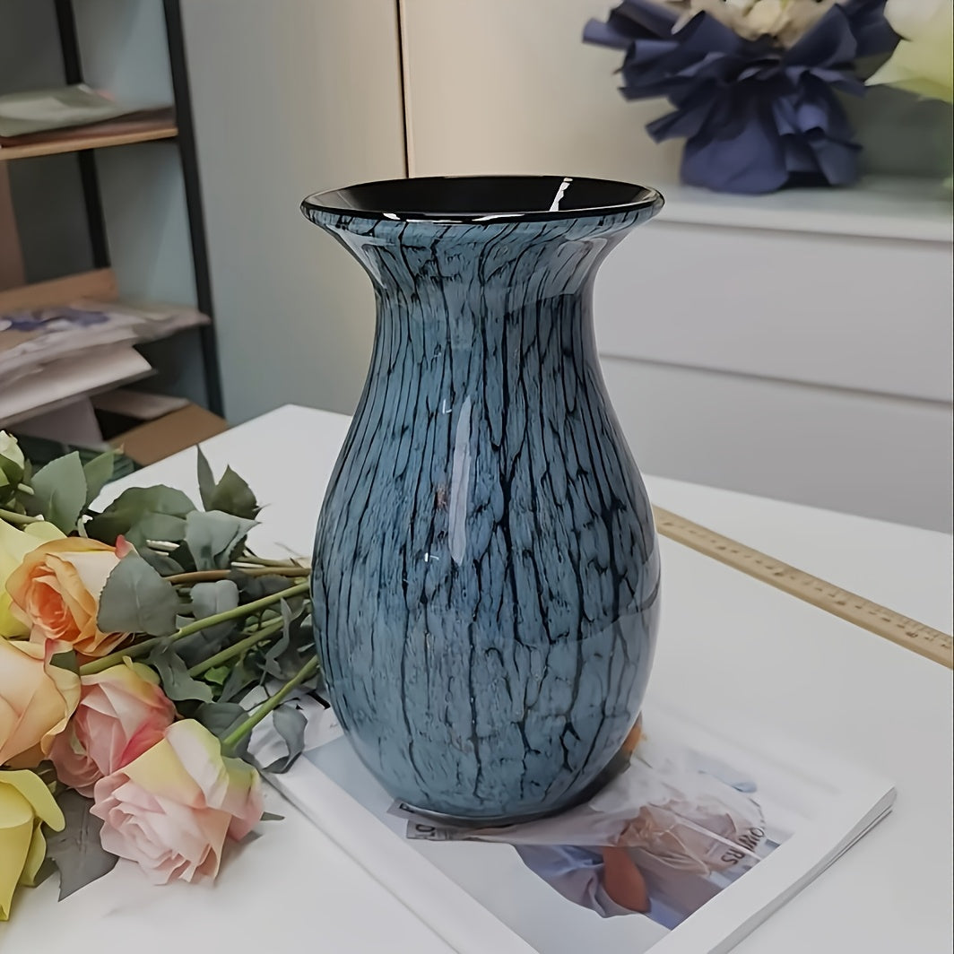 European Retro Orchid Vase Suitable for - -Cylinder Minimalist Floral Centerpiece with Round Base &, Elegant Tabletop or Shelf Decoration for Modern or Traditional Spaces, Flower Holder