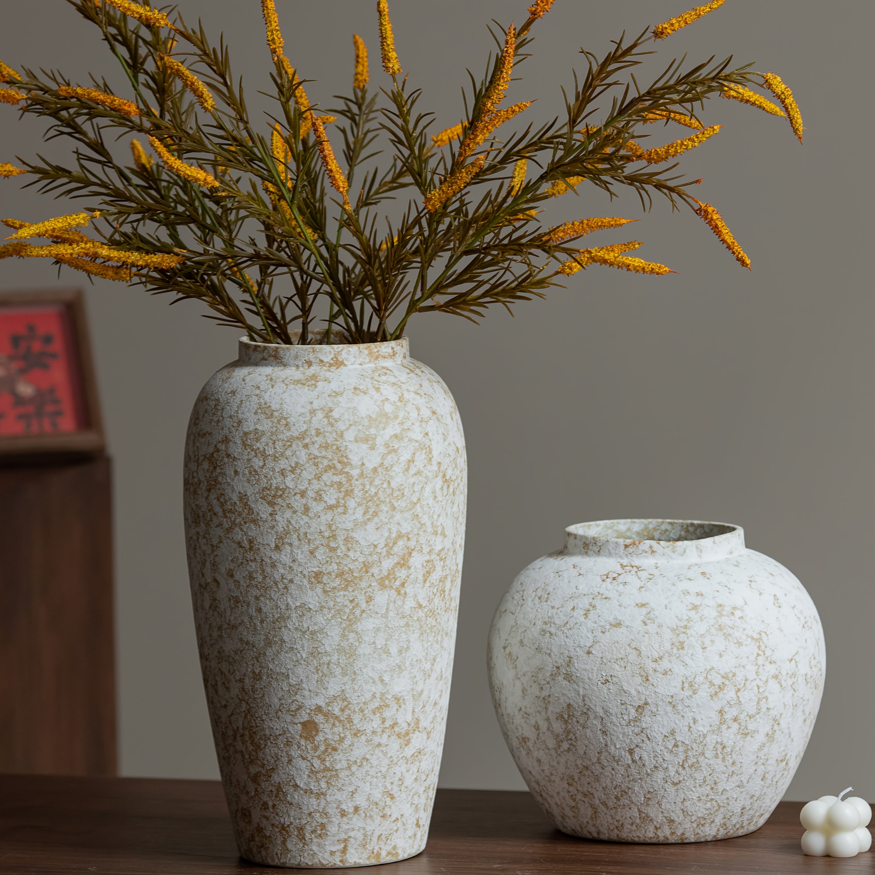 Vintage Ceramic Vase Vintage Distressed Ceramic Vase | Wabi-Sabi Style Home Decor for Living Room, Shelf, Coffee Table, Dining Table