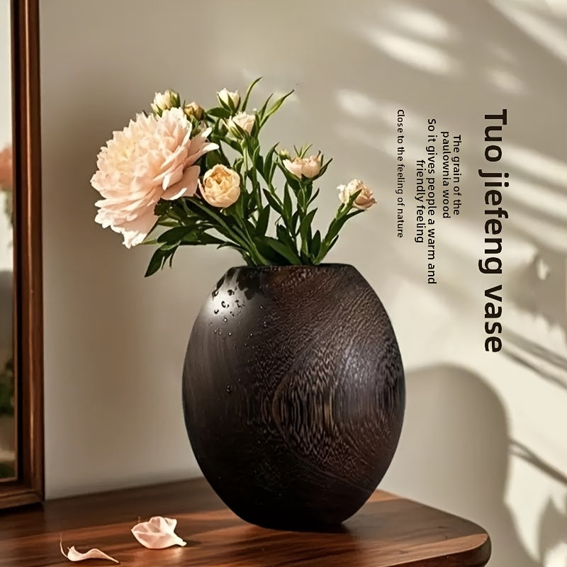 1pc.This wooden, oval-shaped vintage  vase serves as a decorative piece for home or office, enhancing the ambiance of any space while providing an artistic touch for floral arranSynthetic Gemstoneents.