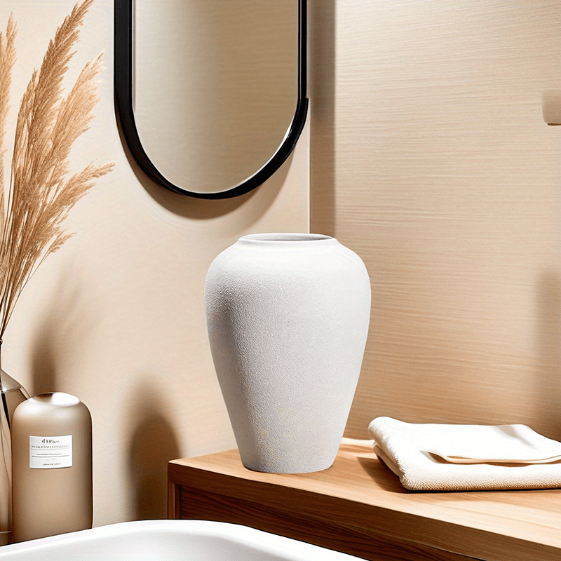 Modern Minimalist Textured Matte White Ceramic Vase - Elegant Home Decor for Fresh\u002FDried Flowers, Decor for Living Room, Bedroom & Office(Excluding bouquets)