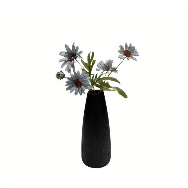 1pc Solid Wood Vase - Handmade-Look Cylindrical Flower Vase for, Grain Table Centerpiece, Regenerated Wood Vessel for Dried\u002FArtificial Flowers, Rustic to Modern Tabletop or Cabinet Display