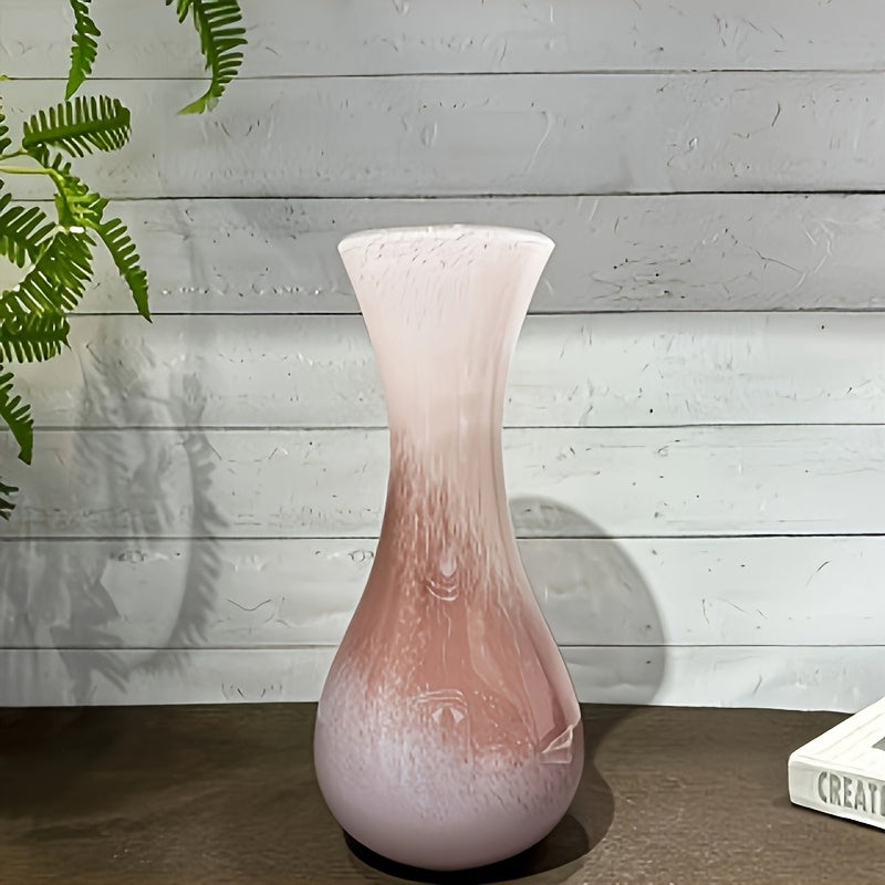 Contemporary Pink Gradient Glass Flower Vase | Sleek Waist Design For Home Living Room And Hotel Decoration