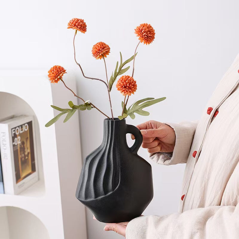 2pcs French-Style Vintage Ceramic Vase Ornament, Living Room Tabletop Bedroom Flower Arrangement Art, Light Luxury High-End Flower Vase Design