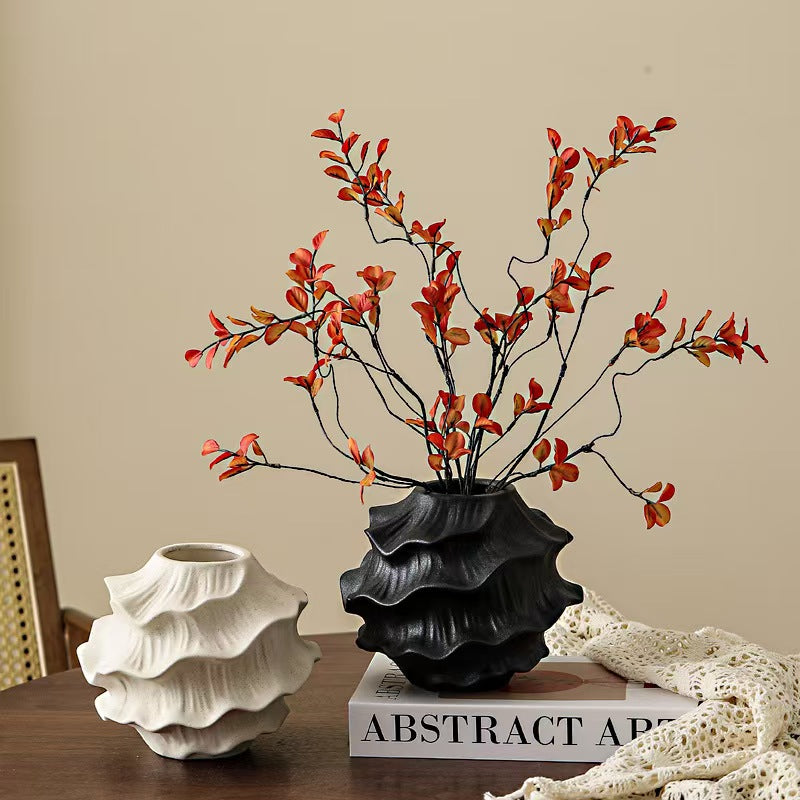 1pc French Vintage Ceramic Vase - Elegant Cylindrical Round Flower Vase with Smooth Curves, Timeless French Country Design for Décor Centerpiece, Wedding & Funeral Flower Arrangements - Durable Ceramic Vase for fresh or artificial